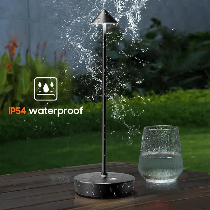 Set of 2 Cordless Rechargeable Led Table Lamp Battery Operated Light Black