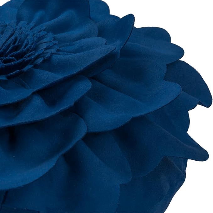 JWH Handmade Flower Throw Pillow Cover Decorative Peony Pillow Case Round Cushion Floral Pillowcase for Bedroom Bed Couch Living Room 14 Inch Royal Blue