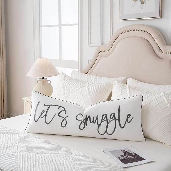 Sunkifover Let's Snuggle Decorative Lumbar Pillow Cover - 14x36 Inch