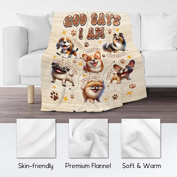 Dog Blanket for Kids, Dog Gifts for Dog Lovers Girls Boys, Dog Mom Gifts for Women Adults, Toddler Blanket with Dogs on It, Inspirational Gifts for Daughter & Son, Fleece Blankets for Couch, 50"x60"