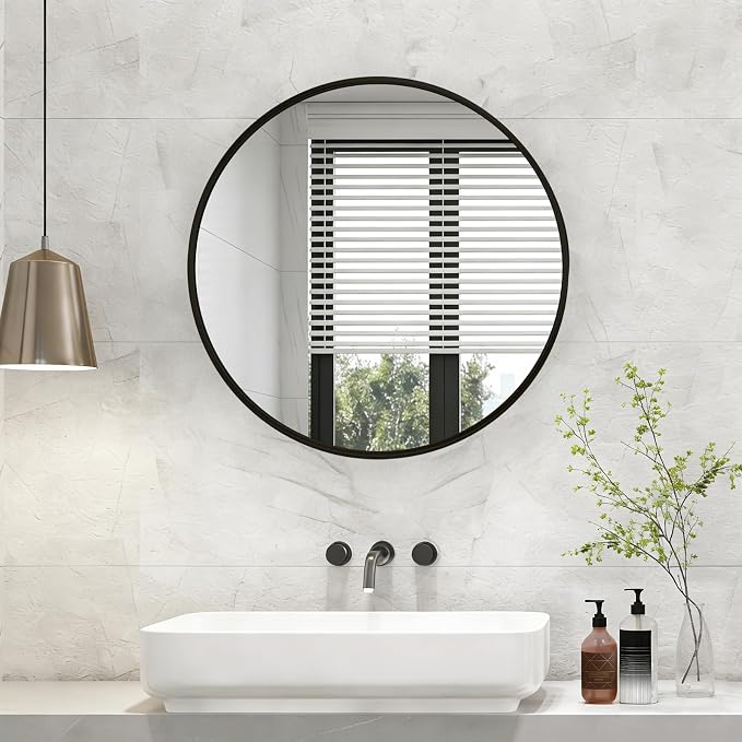NEWBULIG Bathroom Mirror, Wall Mirror with Aluminum Alloy Thin Frame, Bathroom Mirrors for Over Sink, Bedroom, Living Room, Entryway