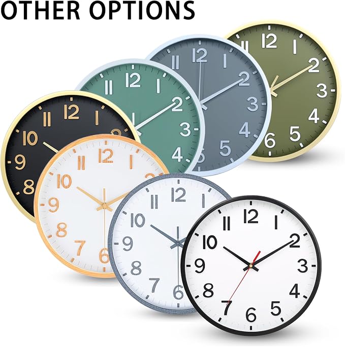 Wall Clocks Battery Operated 8 inch Modern Wall Clock,Silent Non Ticking Wall Clock for Living Room Bedroom Kitchen Office Classroom Decor (White and Black)