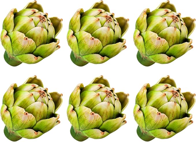 6pcs Small Faux Artichokes Decoration, Green Artificial Artichoke