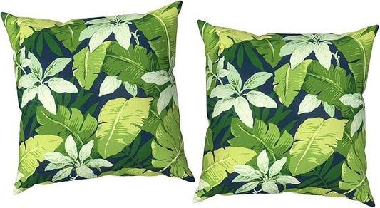 Outdoor Throw Pillow Covers 18x18 Inch, Decorative Pillow Covers for Patio Furniture, Jungle Leaves Modern Cushion Cases for Garden Couch Home Sofa, Pack of 2