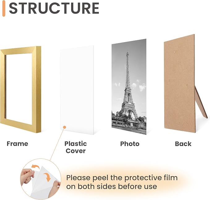 upsimples Picture Frames Set of 10, Including 8x10, 5x7, 4x6 Gold Frame | Multi Picture Frames Collage Wall Decor, Gallery Wall Frame Set, Gift For Christmas, Mothers' day, Wedding, Dorm, Living Room