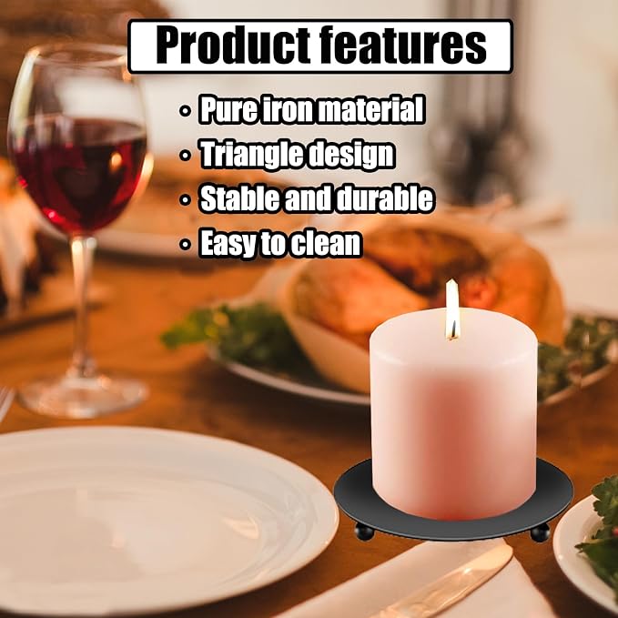 8 PCS Iron Plate Candle Holder,Candle Stand for LED & Wax Candles
