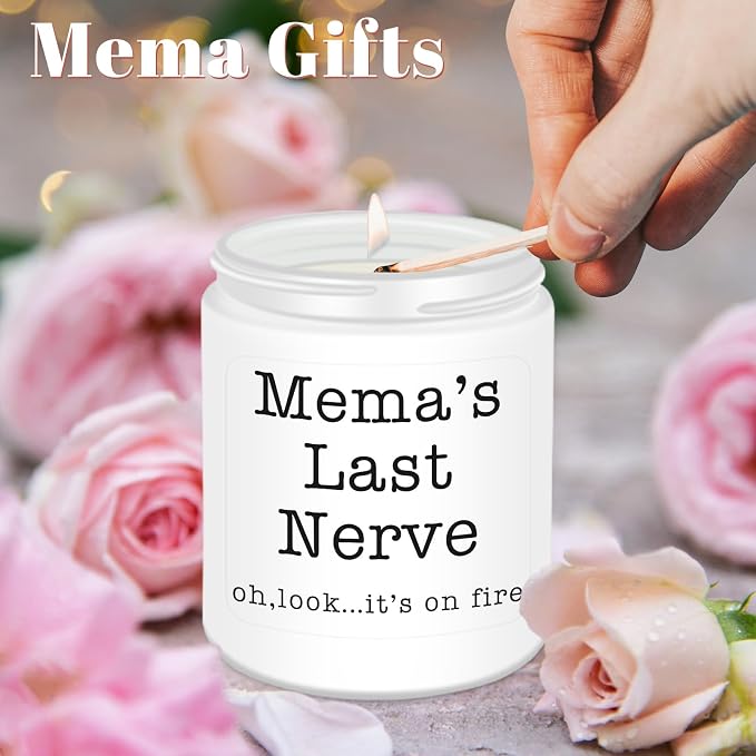 Homsolver Mema Gifts,Gifts for Grandma from Granddaughter Grandson, Christmas, Birthday, Mother and Grandparents Day,Scented Candles, Mema’s Last Nerve