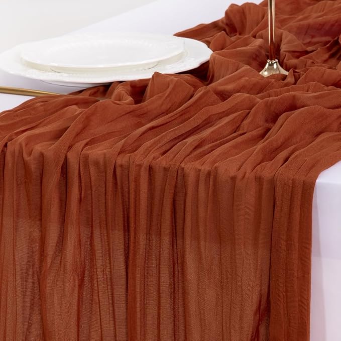 Cheesecloth Table Runner Fall Boho Wedding Birthday Party Home Decor | Thanksgiving Friendsgiving 10pcs Rustic Gauze 10FT Cheese Cloth Sheer Farmhouse Dining Runner for Holiday Decorations