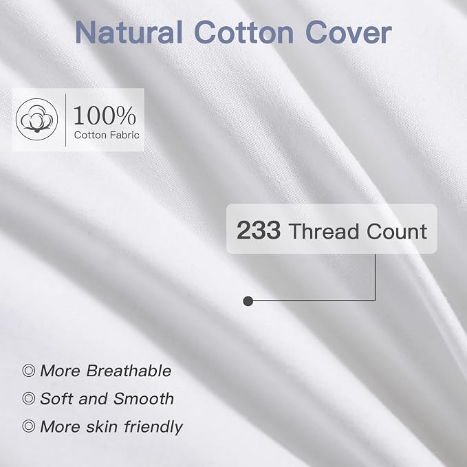 OTOSTAR 18x18 Down Alternative Fill Throw Pillow Insert, Soft Fluffy Synthetic Down Pillow Insert with 100% Cotton Cooling Cover Decorative Throw Pillow for Sofa Couch Bed
