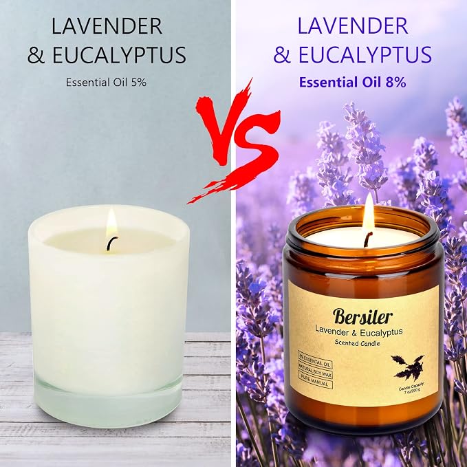 Lavender Eucalyptus Scented Candles, Soy Wax Candles, 2 Pack | Stress Relief and Relax Aromatherapy Candle for Home Bathroom, Candles Gift for Women Birthday Christmas