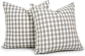 Light Grey Throw Pillows Gray Gingham Plaid Large Square Pillow Cover 22x22 | 22 x 22 Gray Grey Textured Pillow Covers, Farmhouse Vintage Cottage Core Decor, Couch Sofa Bed, Fundas Para Cojines De Sala