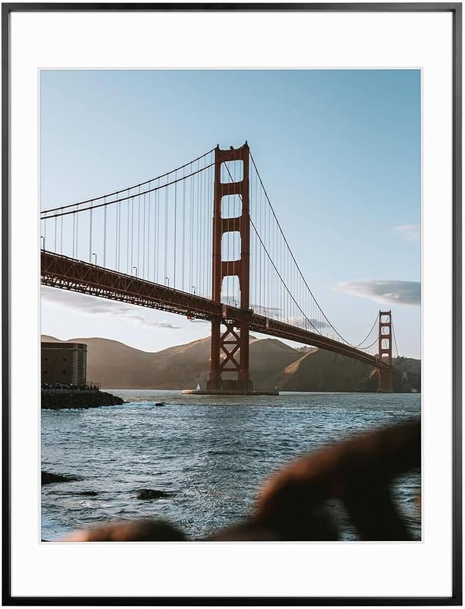 Frametory 18x24 Black Aluminum Metal Picture Frame Mat for 16x20 Glass