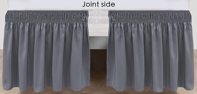 Wrap Around King Size Bed Skirt Split Corner 17" Drop-Elastic Dust Ruffle | Dark Grey Adjustable Pleated Bedskirt-Easy Fit Wrinkle Resistant Washable Bed Skirting-Master Guest Bedroom Couples Hotels