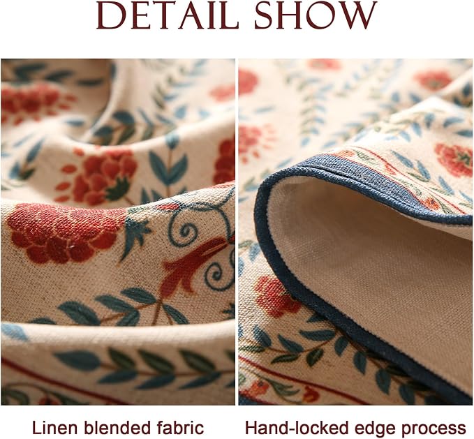 Patdrea Designer French Elegant Linen Table Runner,12"X102"-Puno B | Vintage Tablerunner 102 Inches Long,Colorful Floral Pattern,Decorative Runner for Dining Room Living Room Banquet