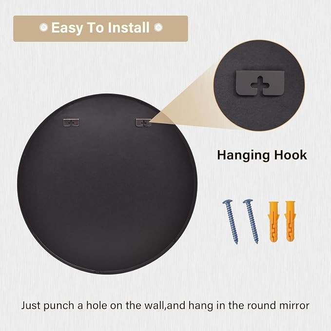 HARRITPURE Round Mirror 36 Black Wall Mounted Circle Mirrors | Vanity Mirror with Aluminum Alloy Frame, Modern Decoration for Bathroom, Living Room, Vanity, Bedroom, Entryway