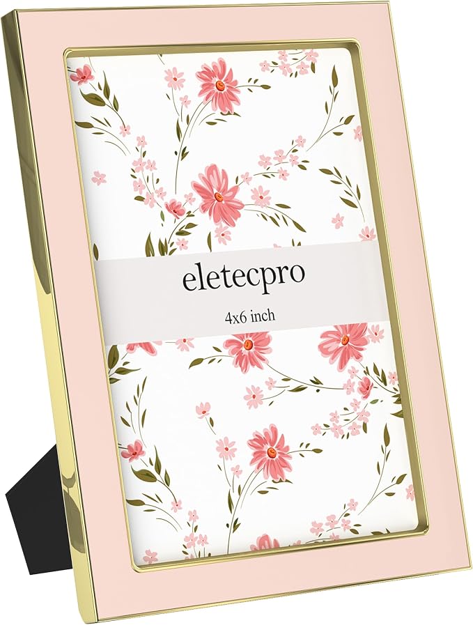 eletecpro 4x6 Enamel Picture Frame with Real Glass Cover, Pink, 2-Pack