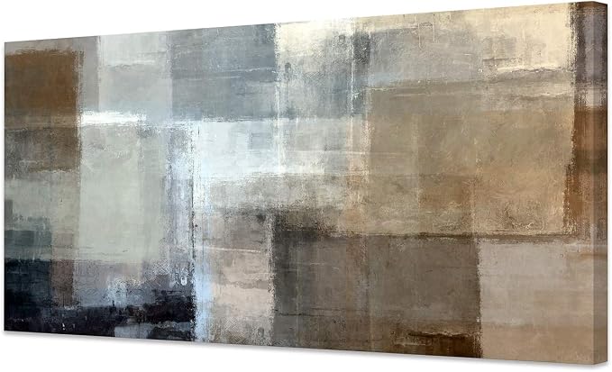 Baisuart Canvas Prints Abstract Wall Art Print Paintings Grey and Brown Stretched Canvas Wooden Framed for living Room Bedroom and Office Home Decor Artwork XLarge 24x48inch