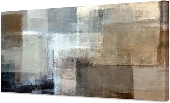 Baisuart Canvas Prints Abstract Wall Art Print Paintings Grey and Brown Stretched Canvas Wooden Framed for living Room Bedroom and Office Home Decor Artwork 20x40inch