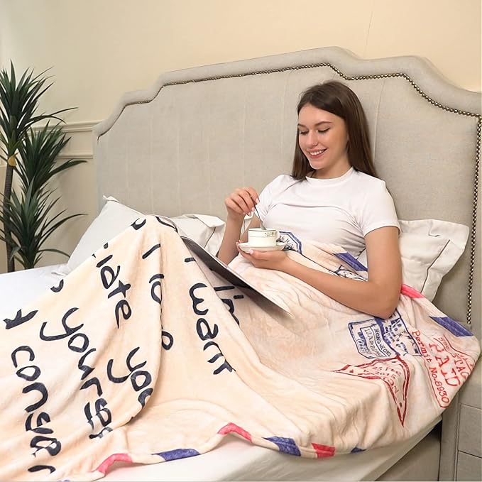 TURMTF Birthday Gifts for Mom from Daughter Son, 50"x60" Cozy Throw Blanket Presents for Women, Mothers Day Christmas Valentine Gift for Mother Mama, Soft Fleece Blanket for Couch Bed Travel