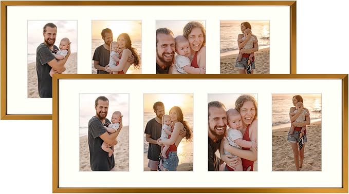 Golden State Art 8x20 Collage Frame w/Mat for 4 4x6 Photos Bronze 2 Pack