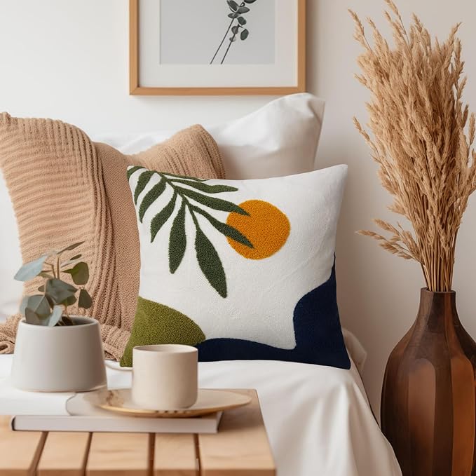 Adabana Boho Pillow Cover 18x18 Inch Embroidered Throw Pillow Cover