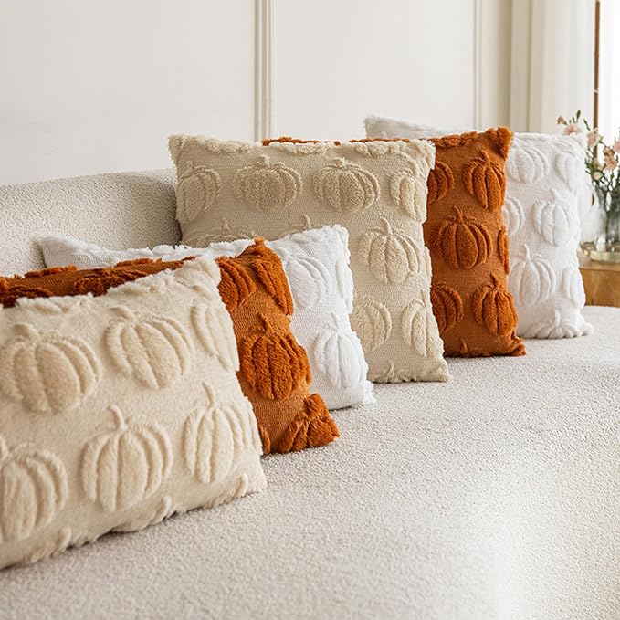 ONFAON Fall Pumpkin Pillow Covers 18x18 Inch Set of 2