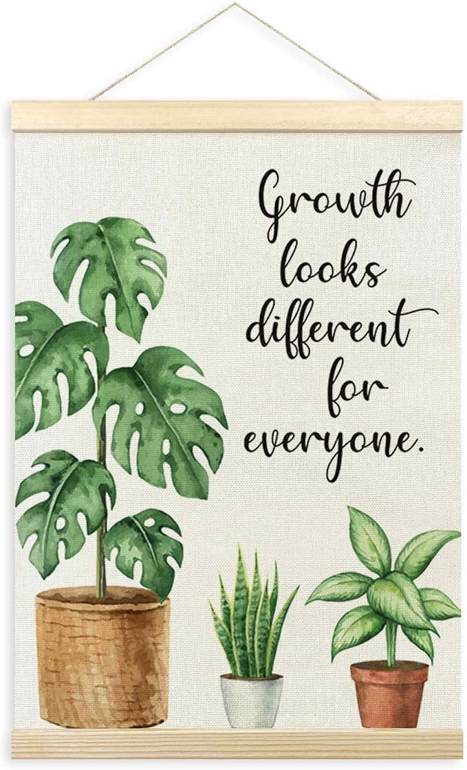 TLESKE Mental Health Wall Art Poster for Therapist Therapy Counseling Office, Motivational Inspirational Wall Decor for Classroom, Growth Looks Different for Everyone Poster with Hanger Frame 12x16