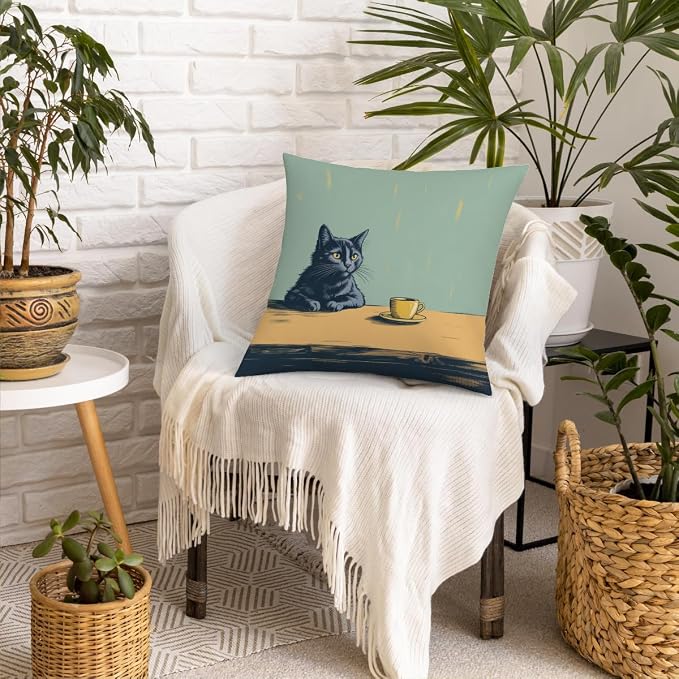 Fokongna Healed Cat Throw Pillow Covers 18 x 18 Home Decor, Art Deco Pillowcase Cushion Cover for Bed Sofa Living Room, Indoor and Outdoor use