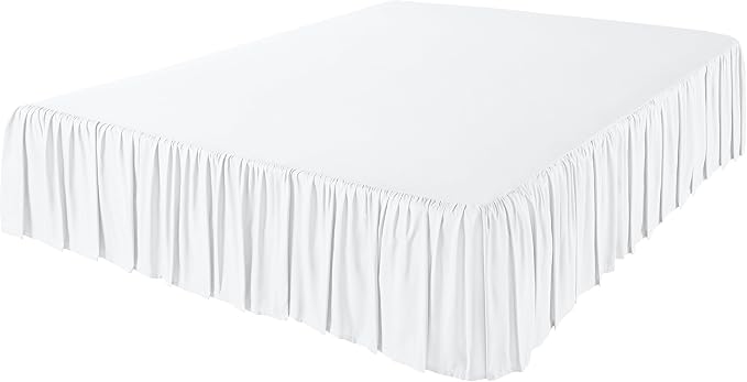 Amazon Basics Ruffled Bed Skirt, Classic Style, Wrinkle and Fade Resistant, Machine Washable, 16" Drop, Full, White