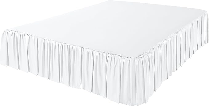 Amazon Basics Lightweight Ruffled Bed Skirt, Machine Washable, Wrinkle Resistant, Classic Style, Soft 100% Microfiber With 16" Drop, King, Bright White