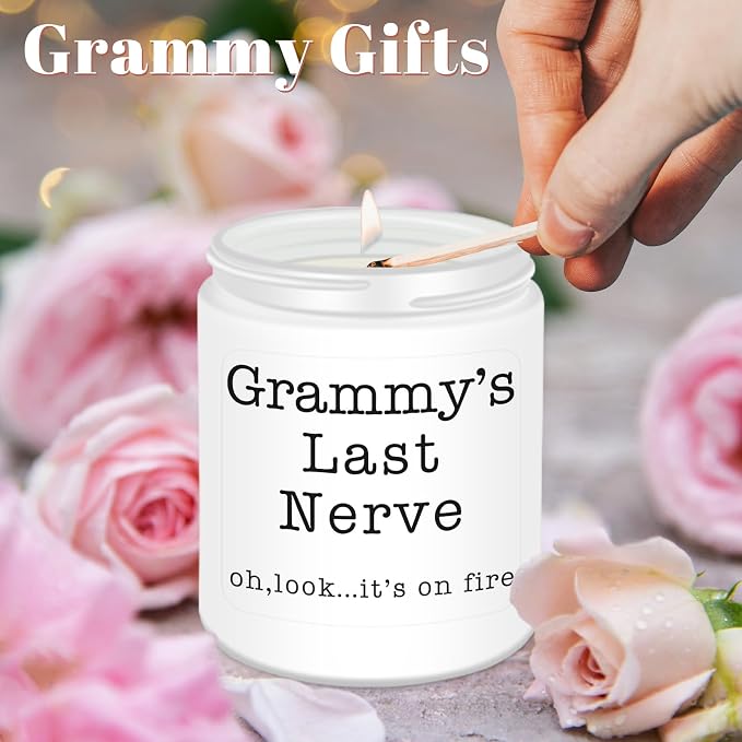 Homsolver Grammy Gifts, Gifts for Grandma from Granddaughter Grandson, Christmas, Birthday, Mother and Grandparents Day, Scented Candles, Grammy’s Last Nerve