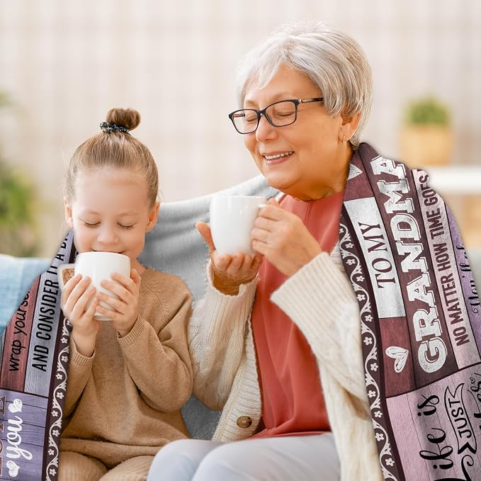 Grandma Gifts, Best Grandma Birthday Gifts, Great Gift for Grandmas from Granddaughter, Happy Mothers Day for Grandmas Throw Blanket 80"x60"