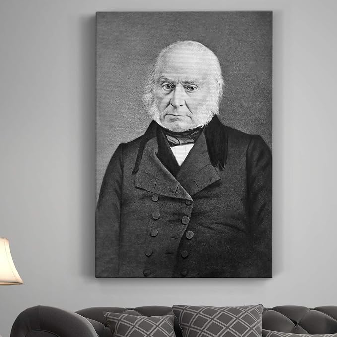Renditions Gallery John Quincy Adams Presidental Portrait Wall Art, Premium Gallery Wrapped Canvas Decor, Ready to Hang, 36 in H x 24 in W, Made in America Print Artwork