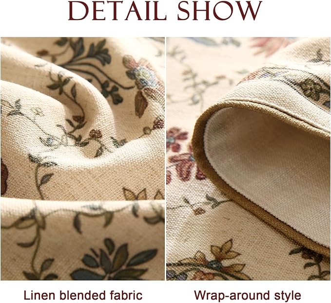 Patdrea Designer French Elegant Linen Table Runner,12"X102"-Audrey A | Vintage Tablerunner 102 Inches Long,Floral Pattern with Tassel Edge,Decorative Runner for Dining Room Living Room