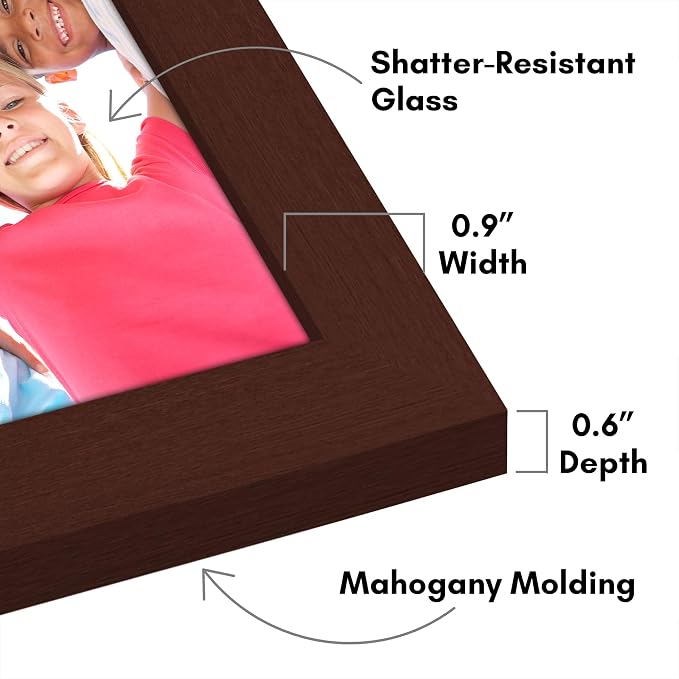 Americanflat Hinged 4x6 Picture Frame with Shatter-Resistant Glass - Double Picture Frames Display Two 4x6 Photos - Signature Collection - Photo Frame for Tabletop Display - Mahogany