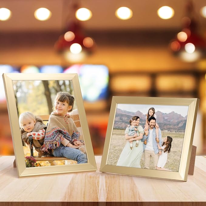 Giftgarden 5x7 Picture Frame Gold Set of 7, Multi Modern 5 x 7 Frames for Wall or Tabletop Display, Golden
