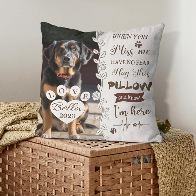 Alienc Personalized Pet Memorial Gifts for Dogs Cats, Custom Pet Memorial Throw Pillow Cover (Optional Pillow Insert), Loss of Dog Sympathy Gift