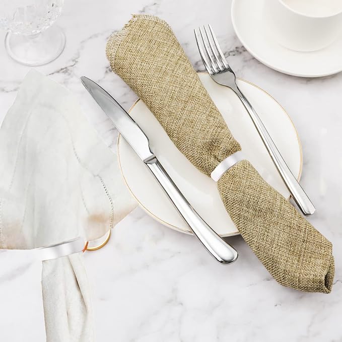 Silvery Napkin Rings-10 Pcs Stainless Steel Napkin Rings | Metal Napkin Ring for Table Settings Wedding Christmas Party Dinner Table