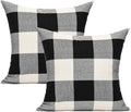 VAKADO 16x16 Inch Pack of 2 Farmhouse Buffalo Plaids Decorative Throw Pillow Covers Outdoor Classic Rustic Retro Square Cushion Cases Home Decor Check for Porch Couch Patio Bed, Black White | Buffalo check polyester, hidden zipper. Farmhouse gingham de...