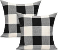 VAKADO Buffalo Plaid Throw Pillow Covers 22x22 Set of 2, Black & White | Buffalo check polyester, hidden zipper. Farmhouse gingham decor for porch, patio, outdoor & classroom. Machine washable.