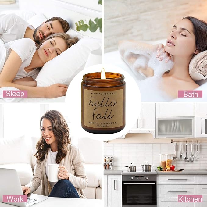 Fall Decorations for Home - Fall Candles, Gifts for Women(Pumpkin Spice) | Natural Soy Wax with a Cotton Wick for a Clean Steady Burn in a 7 Oz Jar That Adds Cozy Ambiance to Any Room