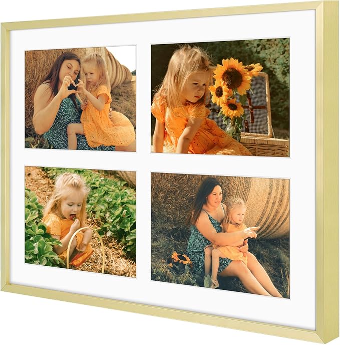 Golden State Art 12x16 Collage Frame w/Mat for 4 5x7 Photos Gold 1 Pack