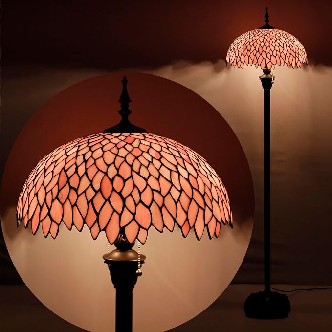 WERFACTORY Tiffany Floor Lamp 64 Inch Stained Glass Standing Reading Light