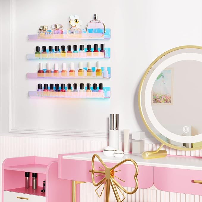 upsimples 4 Pcs 15" Iridescent Acrylic Shelves for Wall Decor and Display
