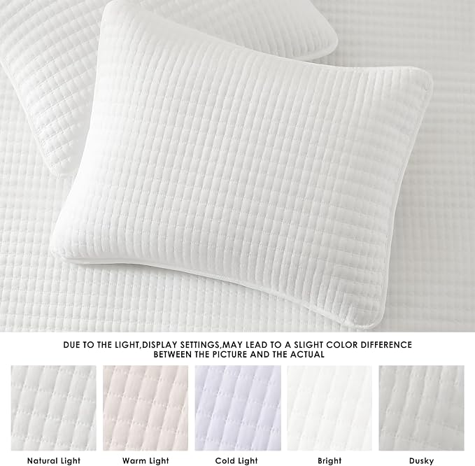 WRENSONGE White California/Oversized King Size Quilt Bedding Set | Lightweight Soft Bedspreads Coverlet with 2 Pillow Shams for All Season, 120" x 110"