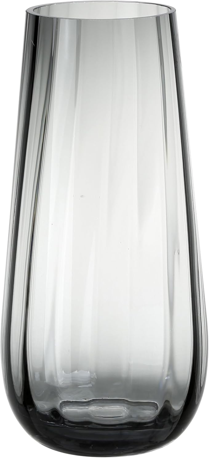 Black Grey Glass Vase Modern Flower vases for Bouquet,H-9.8" Tear Drop Design for Home Floor Decor,Farmhouse Decor, Centerpiece Office Table Decorations(Grey)