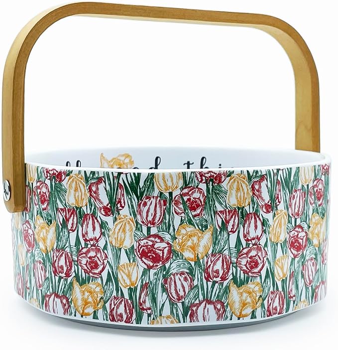 Cute Elegant Snack Candy Nut Fruit Server Mothers Day Gifts Farmhouse Decorative Bowl for Home Kitchen & Dining Table Office Decor(Tulip)