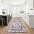 Machine Washable Area Rug, Soft & Durable, Non-Slip, Stain Resistant Rug for Bedroom, Living Room, Dining Room, High Traffic Areas. (Light Blue/Ivory, 2.5' X 7')