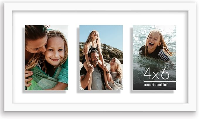 Americanflat 4x6 Floating Collage Picture Frame - Fits 3 - White