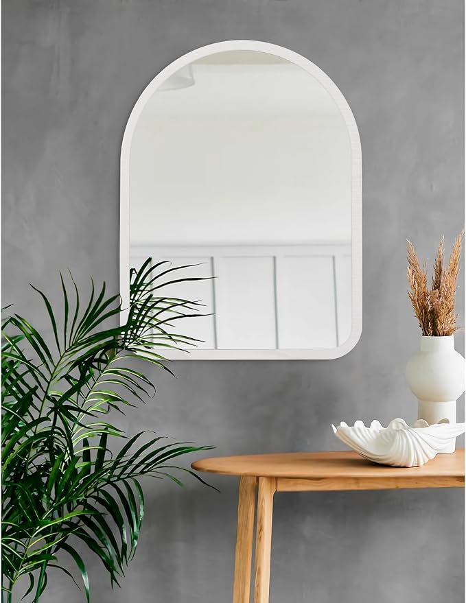 Arched Bathroom Vanity Mirror for Wall Decorative, Large 26" x 18" Rustic Mirror with Wood Frame for Wall Decor Farmhouse Mirror, Living Room Entryway Hallway